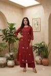 K 1223 By Naisha Cotton Flex Embroidery Kurti With Bottom 